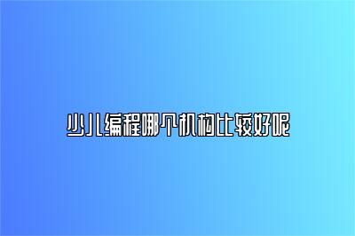 少儿编程哪个机构比较好呢 