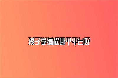 孩子学编程哪个平台好 
