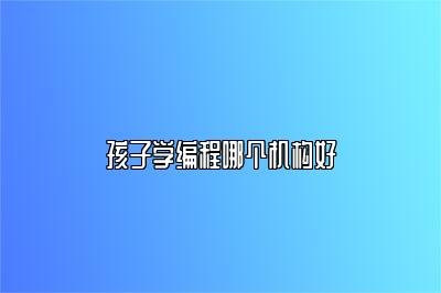 孩子学编程哪个机构好 
