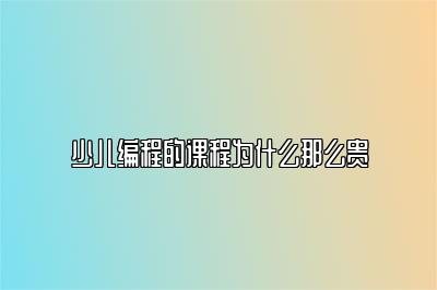 少儿编程的课程为什么那么贵 