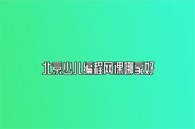 北京少儿编程网课哪家好 