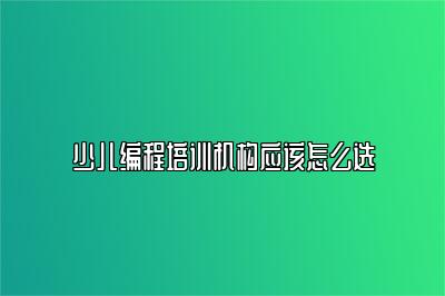 少儿编程培训机构应该怎么选 