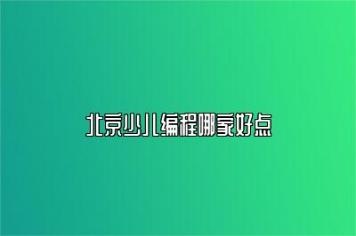 北京少儿编程哪家好点 