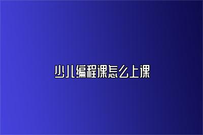 少儿编程课怎么上课 