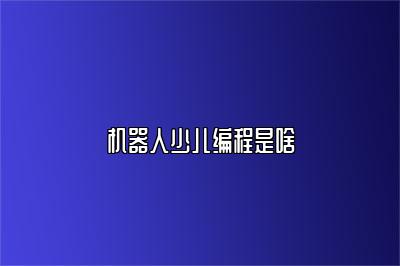 机器人少儿编程是啥