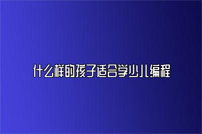 什么样的孩子适合学少儿编程 
