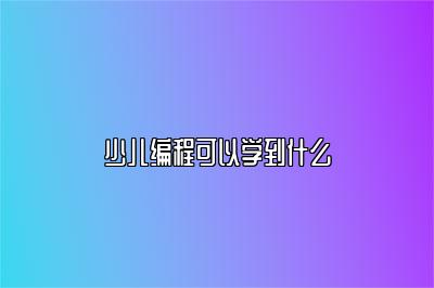 少儿编程可以学到什么 