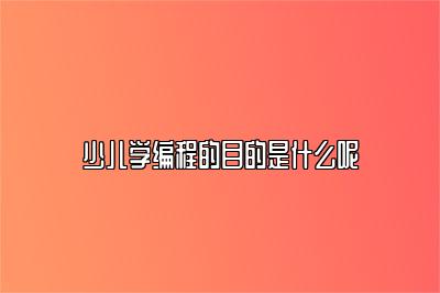 少儿学编程的目的是什么呢 