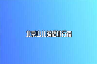 北京少儿编程排行榜 