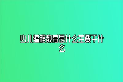 少儿编程教育是什么主要干什么 