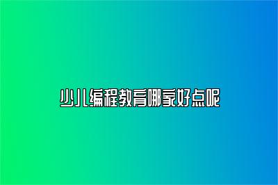 少儿编程教育哪家好点呢 
