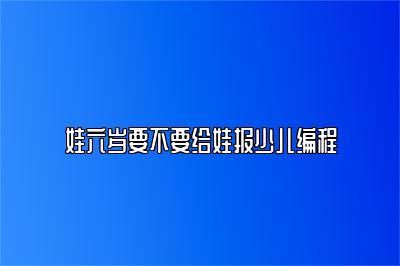 娃六岁要不要给娃报少儿编程 