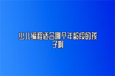 少儿编程适合哪个年龄段的孩子啊 