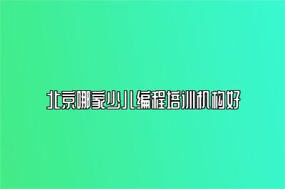 北京哪家少儿编程培训机构好 