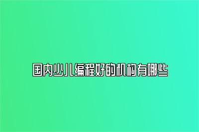 国内少儿编程好的机构有哪些 