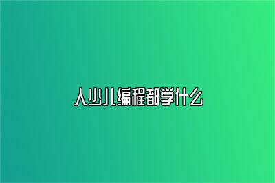 人少儿编程都学什么 