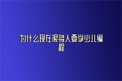 为什么现在很多人要学少儿编程 
