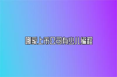 哪家上市公司有少儿编程 