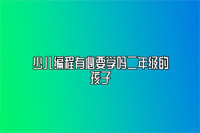 少儿编程有必要学吗二年级的孩子