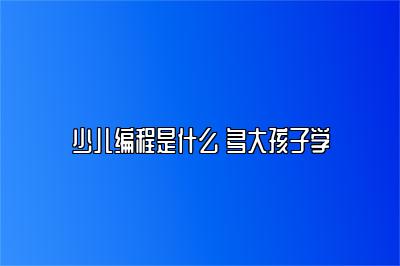 少儿编程是什么 多大孩子学 