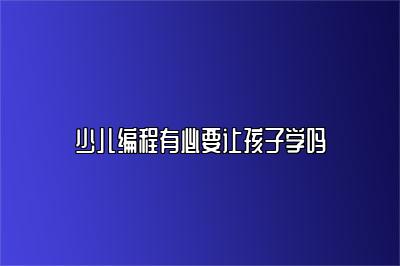 少儿编程有必要让孩子学吗 