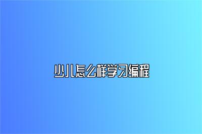 少儿怎么样学习编程 