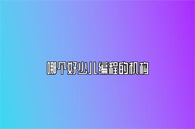 哪个好少儿编程的机构 
