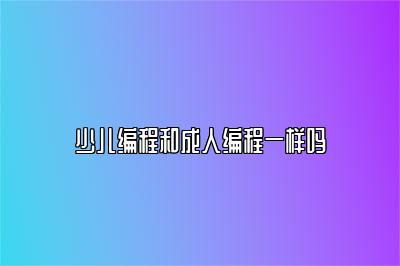 少儿编程和成人编程一样吗 