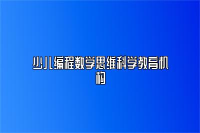 少儿编程数学思维科学教育机构 