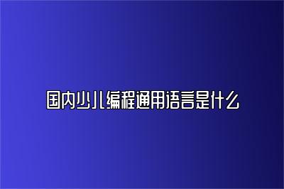 国内少儿编程通用语言是什么