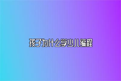 孩子为什么学少儿编程