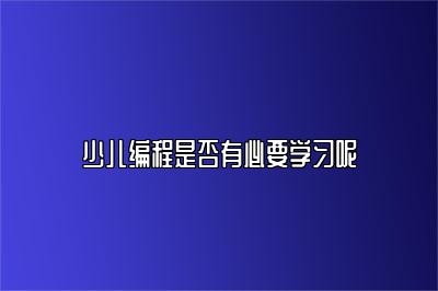 少儿编程是否有必要学习呢 