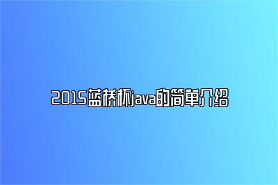 2015蓝桥杯java的简单介绍 