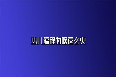 少儿编程为啥这么火 