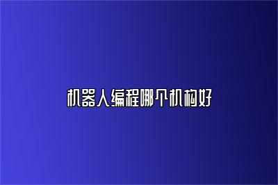 机器人编程哪个机构好 