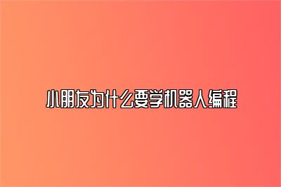 小朋友为什么要学机器人编程 