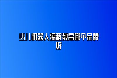 少儿机器人编程教育哪个品牌好 