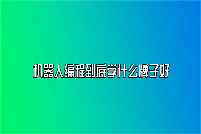 机器人编程到底学什么牌子好 