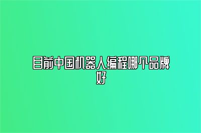 目前中国机器人编程哪个品牌好 
