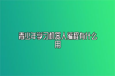 青少年学习机器人编程有什么用 