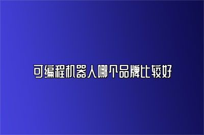 可编程机器人哪个品牌比较好 