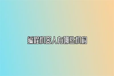 编程机器人有哪些机构 