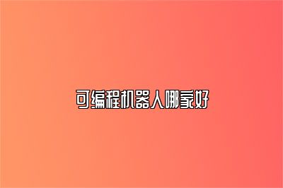 可编程机器人哪家好 