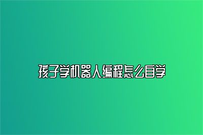 孩子学机器人编程怎么自学 