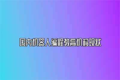 国内机器人编程教育机构现状 