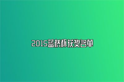 2015蓝桥杯获奖名单 