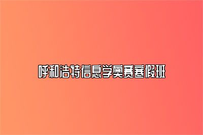 呼和浩特信息学奥赛寒假班