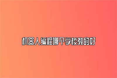 机器人编程哪个学校教的好 