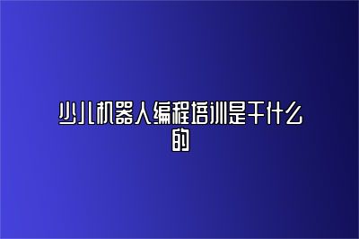 少儿机器人编程培训是干什么的 