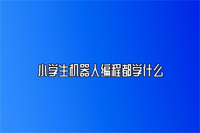 小学生机器人编程都学什么